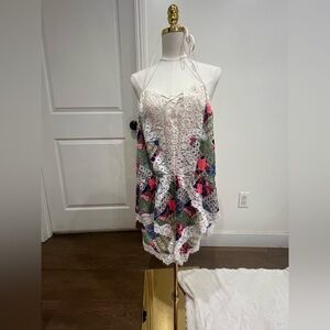 NWT Victoria's Secret Bright Print Satin Lace Romper – S